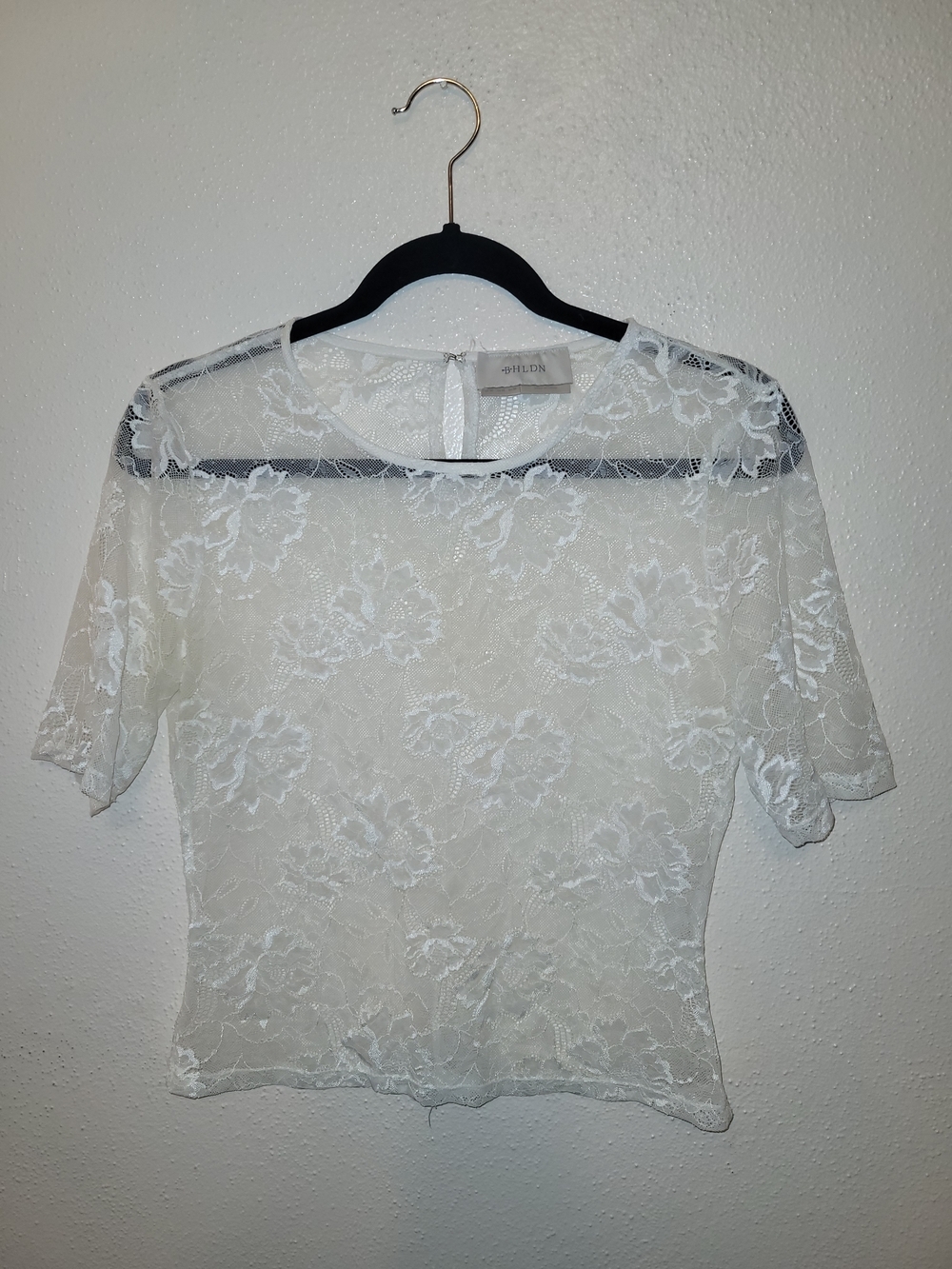 BHLDN Ivory Floral Lace Bridal Topper Sheer Lace Wedding Top Size M